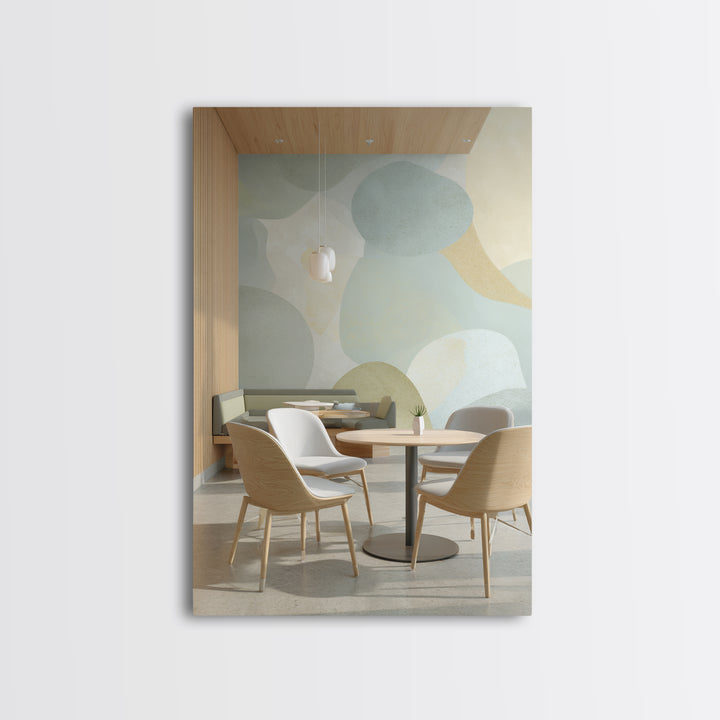Pastel Rainbow Shapes for Pediatric Spaces Framed Canvas Print, Waiting Room Art, Waiting Room Decor, Abstract Art, Calm, WRA-2x3-98