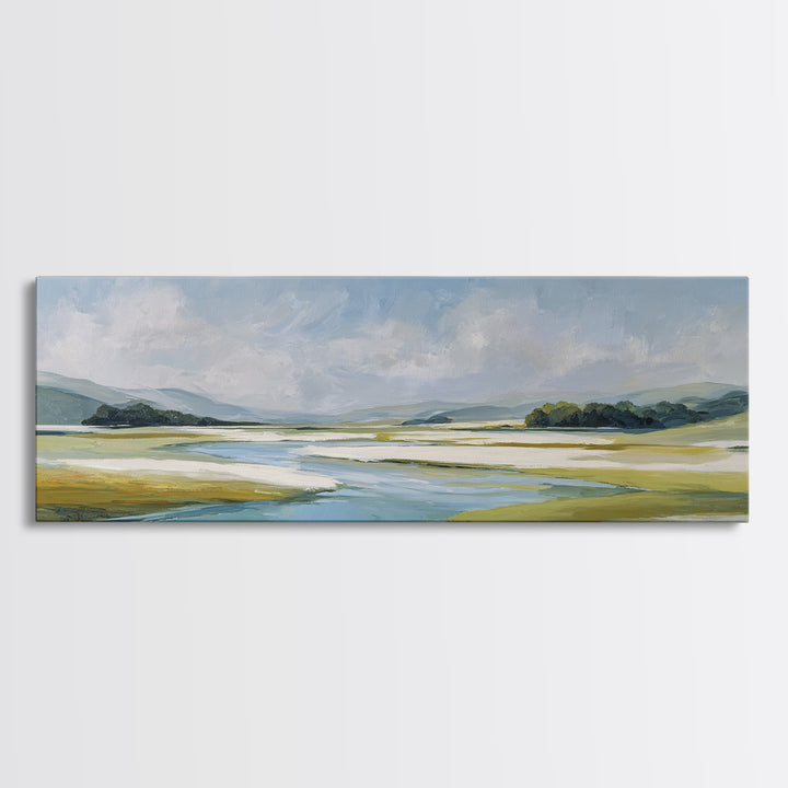 Blue Heron in Quiet Marsh Canvas Print, Waiting Room Art, Modern Decor, Waiting Room Decor, Abstract Art, Calm, Home Decor, WRA-3x1-100