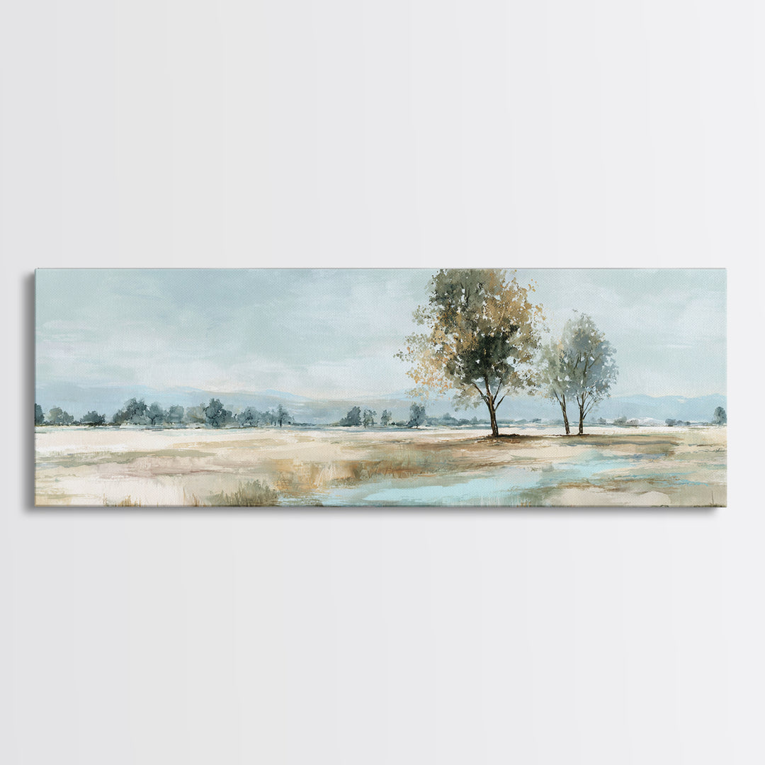 Open Field with Distant Tree Framed Canvas Print, Waiting Room Art, Dental Art, Waiting Room Decor, Fine Art, Calm, WRA-3x1-15