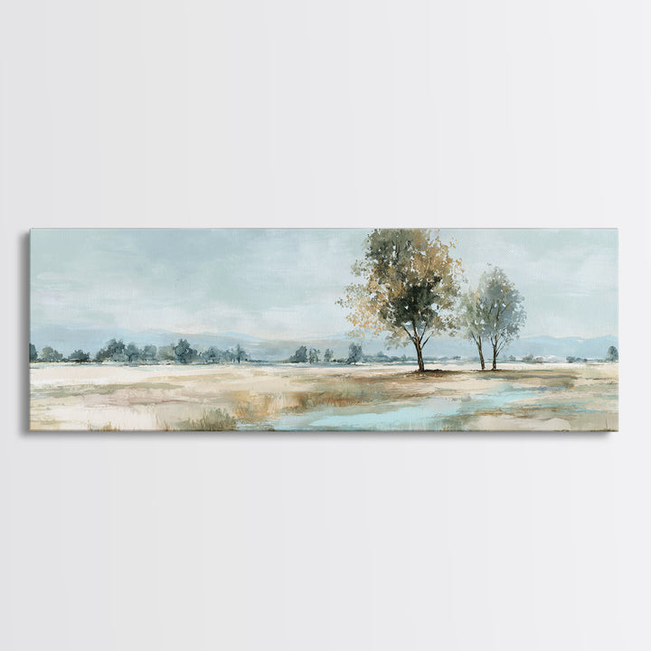 Open Field with Distant Tree Framed Canvas Print, Waiting Room Art, Dental Art, Waiting Room Decor, Fine Art, Calm, WRA-3x1-15