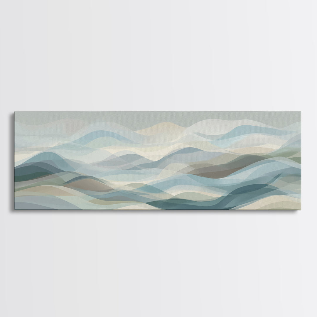Soft Abstract Waves Framed Canvas Print, Waiting Room Art, Printable Art, Waiting Room Decor, Abstract Art, Calm, WRA-3x1-18