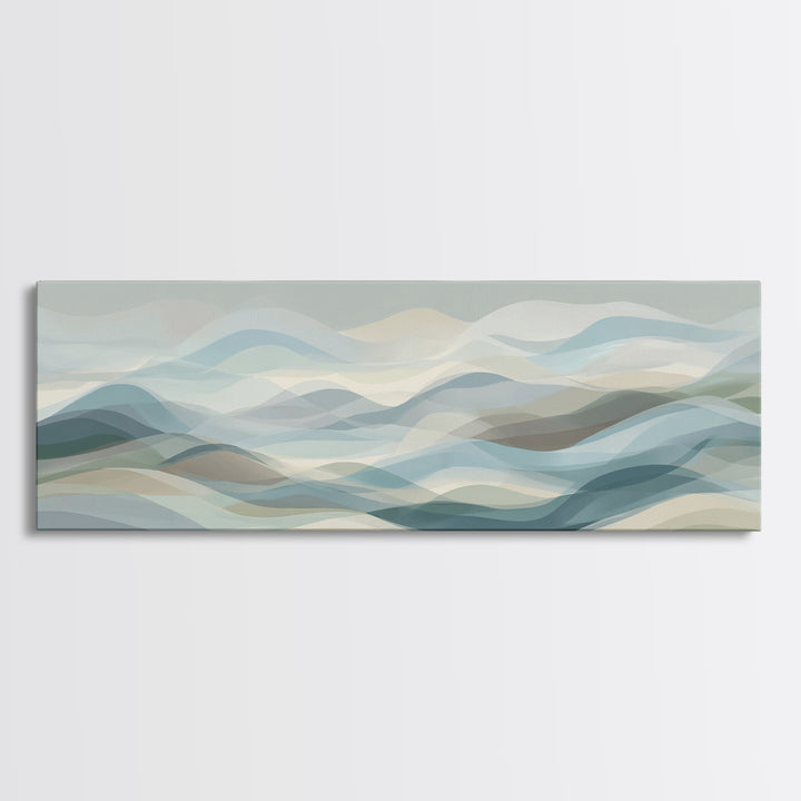 Soft Abstract Waves Framed Canvas Print, Waiting Room Art, Printable Art, Waiting Room Decor, Abstract Art, Calm, WRA-3x1-18