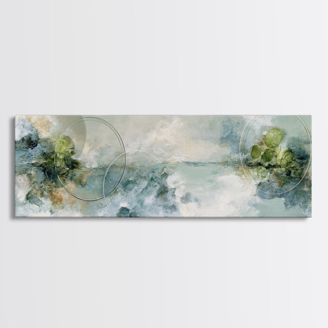 Abstract Circles Suggesting Calm Movement Framed Canvas Print, Waiting Room Art, Office Decor, Waiting Room Decor, Abstract Art, WRA-3x1-2