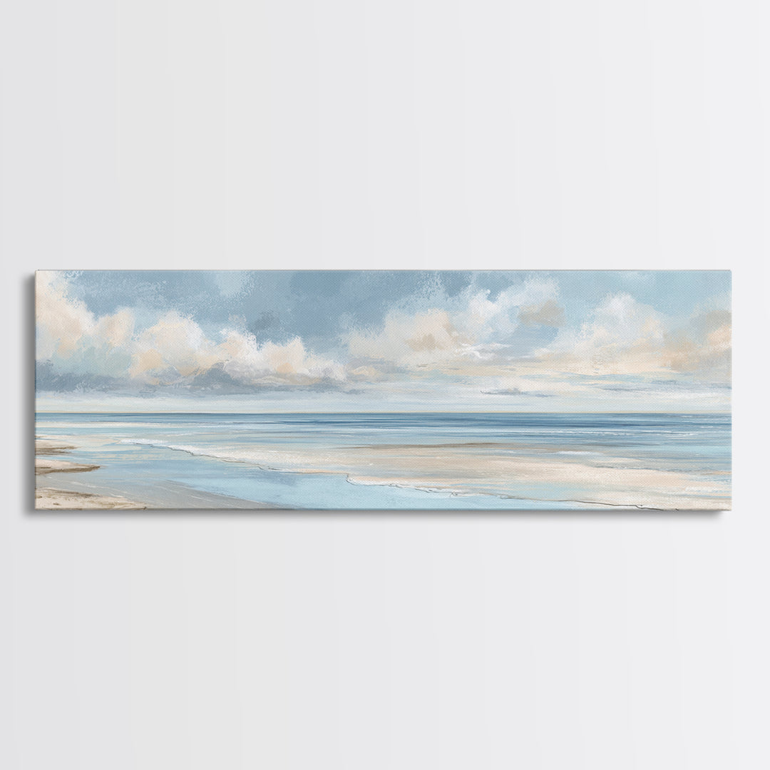 Coastal Horizon with Pale Sand and Water Canvas Print, Waiting Room Art, Landscape, Waiting Room Decor, Fine Art, Calm, WRA-3x1-25