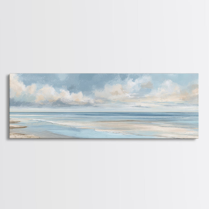 Coastal Horizon with Pale Sand and Water Canvas Print, Waiting Room Art, Landscape, Waiting Room Decor, Fine Art, Calm, WRA-3x1-25