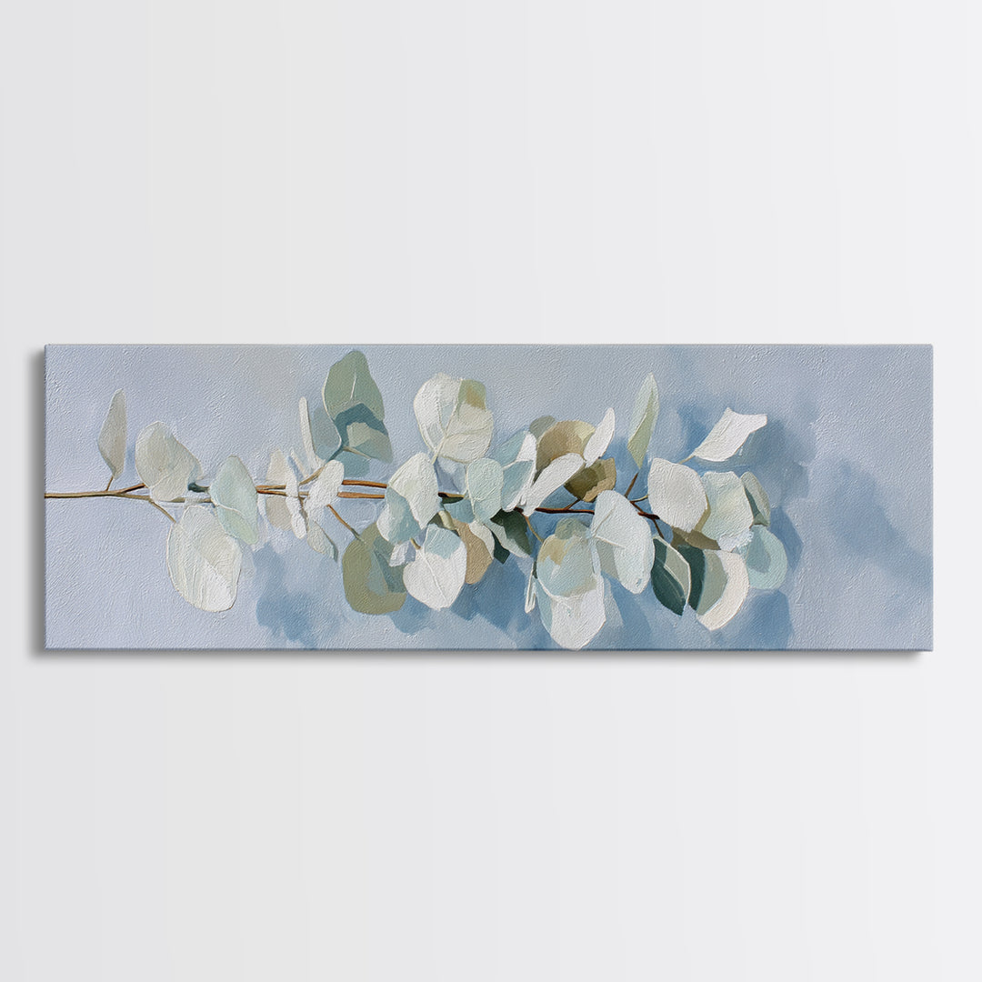 Clean Eucalyptus Leaf Study Canvas Print, Waiting Room Art, Minimalist Wall Art, Waiting Room Decor, Oil Painting, Calm, WRA-3x1-33