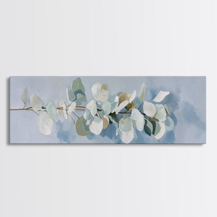 Clean Eucalyptus Leaf Study Canvas Print, Waiting Room Art, Minimalist Wall Art, Waiting Room Decor, Oil Painting, Calm, WRA-3x1-33