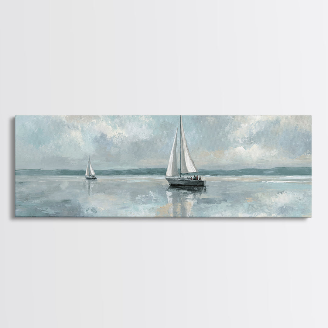 Quiet Sailboat on Calm Water Canvas Print, Waiting Room Art, Art Print, Waiting Room Decor, Fine Art, Calm, Abstract Art, WRA-3x1-35