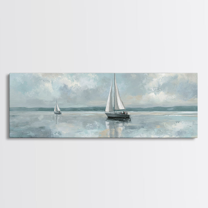 Quiet Sailboat on Calm Water Canvas Print, Waiting Room Art, Art Print, Waiting Room Decor, Fine Art, Calm, Abstract Art, WRA-3x1-35