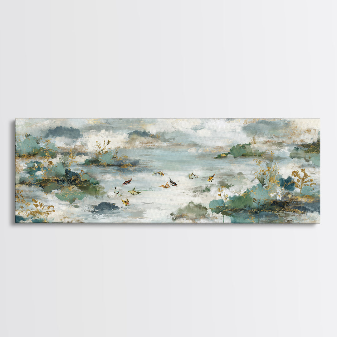 Gentle Koi Fish Canvas Print, Waiting Room Art, Bedroom Decor, Waiting Room Decor, Fine Art, Calm, Abstract, Digital Art Print, WRA-3x1-38