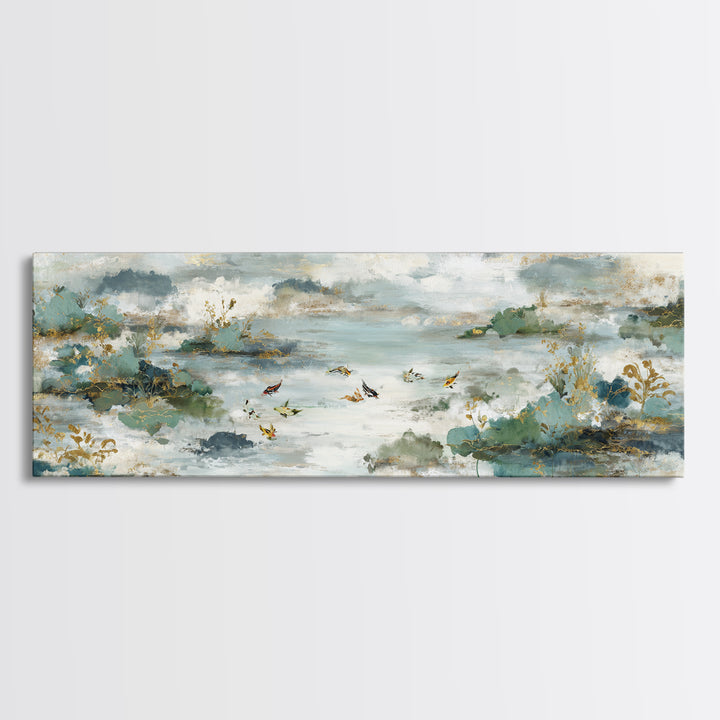 Gentle Koi Fish Canvas Print, Waiting Room Art, Bedroom Decor, Waiting Room Decor, Fine Art, Calm, Abstract, Digital Art Print, WRA-3x1-38