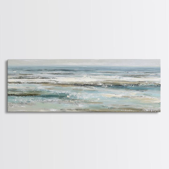 Coastal Horizon with Pale Sand and Water Canvas Print, Waiting Room Art, Landscape, Waiting Room Decor, Fine Art, Calm, WRA-3x1-49