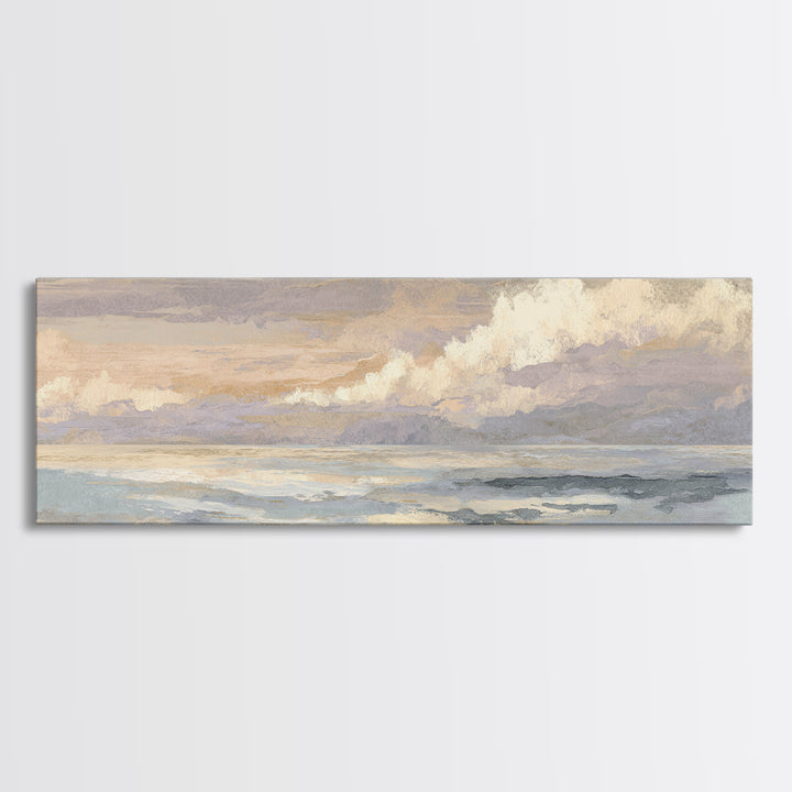 Warm Desert Sunrise Framed Canvas Print, Waiting Room Art, Abstract, Waiting Room Decor, Oil Painting, Calm, Modern Decor, WRA-3x1-53