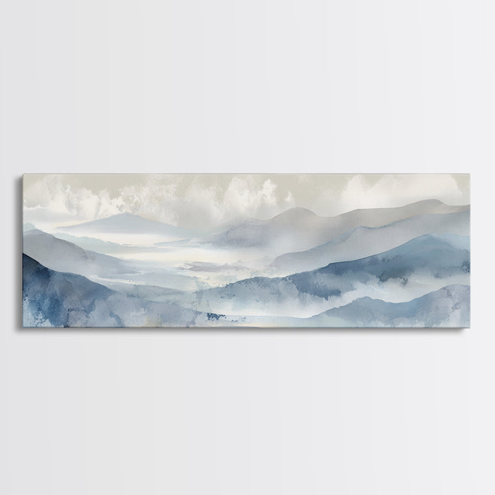 Simple Mountain Layers Canvas Print, Waiting Room Art, Digital Art Print, Waiting Room Decor, Watercolor Art, Calm, WRA-3x1-6