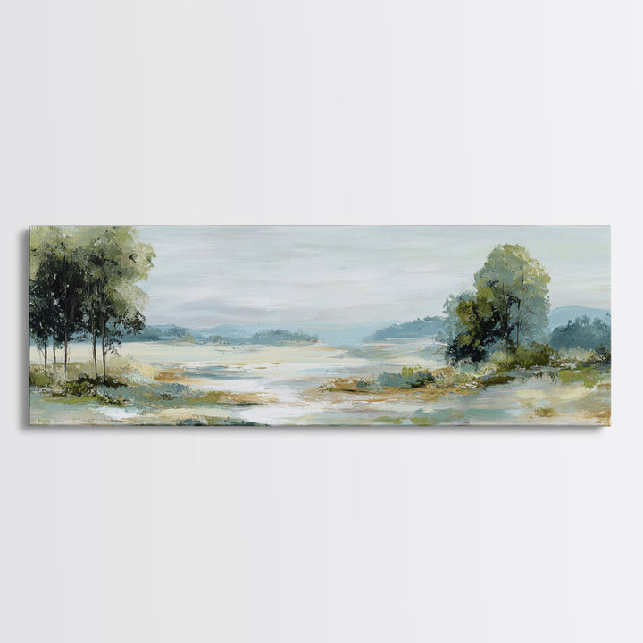 Open Field with Distant Tree Framed Canvas Print, Waiting Room Art, Room Decor, Waiting Room Decor, Calm, Bedroom Decor, WRA-3x1-63