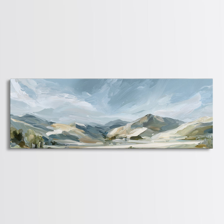 Calming Landscape with Open Sky and Gentle Canvas Print, Waiting Room Art, Dog Wall Art, Waiting Room Decor, Watercolor Art, WRA-3x1-65