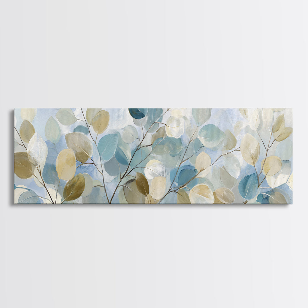 Clean Eucalyptus Leaf Study Framed Canvas Print, Waiting Room Art, Digital Art Print, Waiting Room Decor, Watercolor Art, Calm, WRA-3x1-81