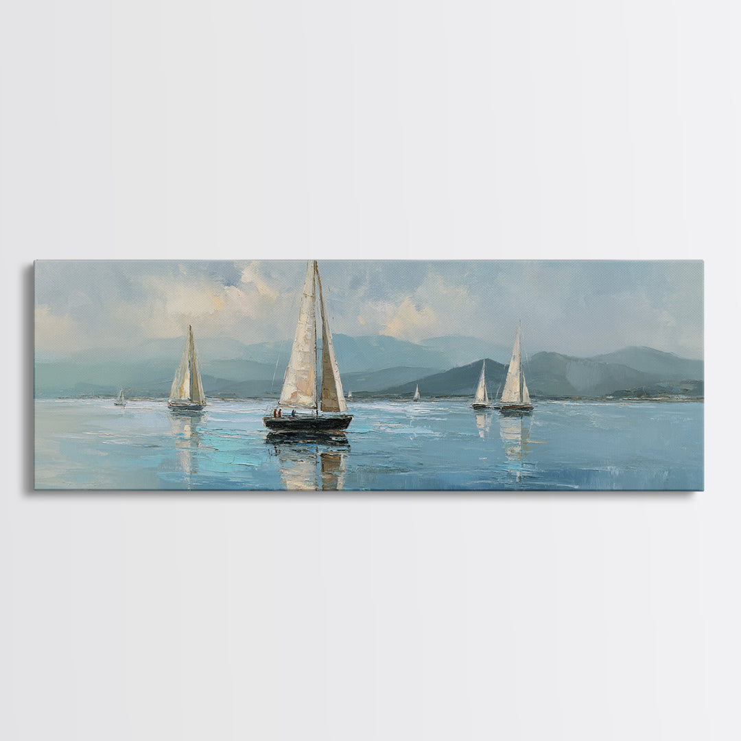 Quiet Sailboat on Calm Water Canvas Print, Waiting Room Art, Original Art, Waiting Room Decor, Fine Art, Calm, Office Art, WRA-3x1-83