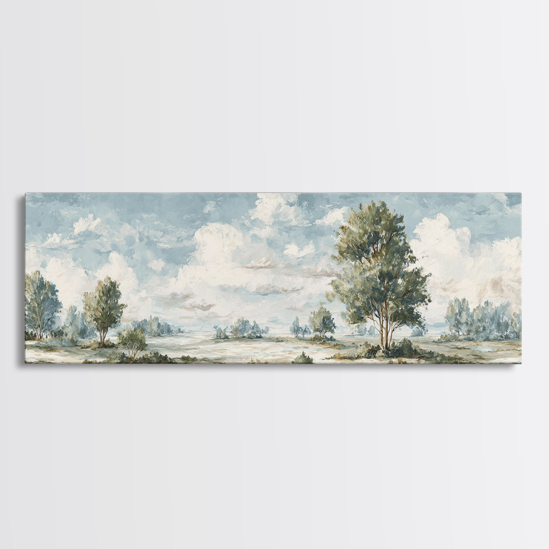 Open Field with Distant Tree Framed Canvas Print, Waiting Room Art, Abstract Art, Waiting Room Decor, Fine Art, Calm, WRA-3x1-87
