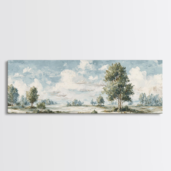 Open Field with Distant Tree Framed Canvas Print, Waiting Room Art, Abstract Art, Waiting Room Decor, Fine Art, Calm, WRA-3x1-87