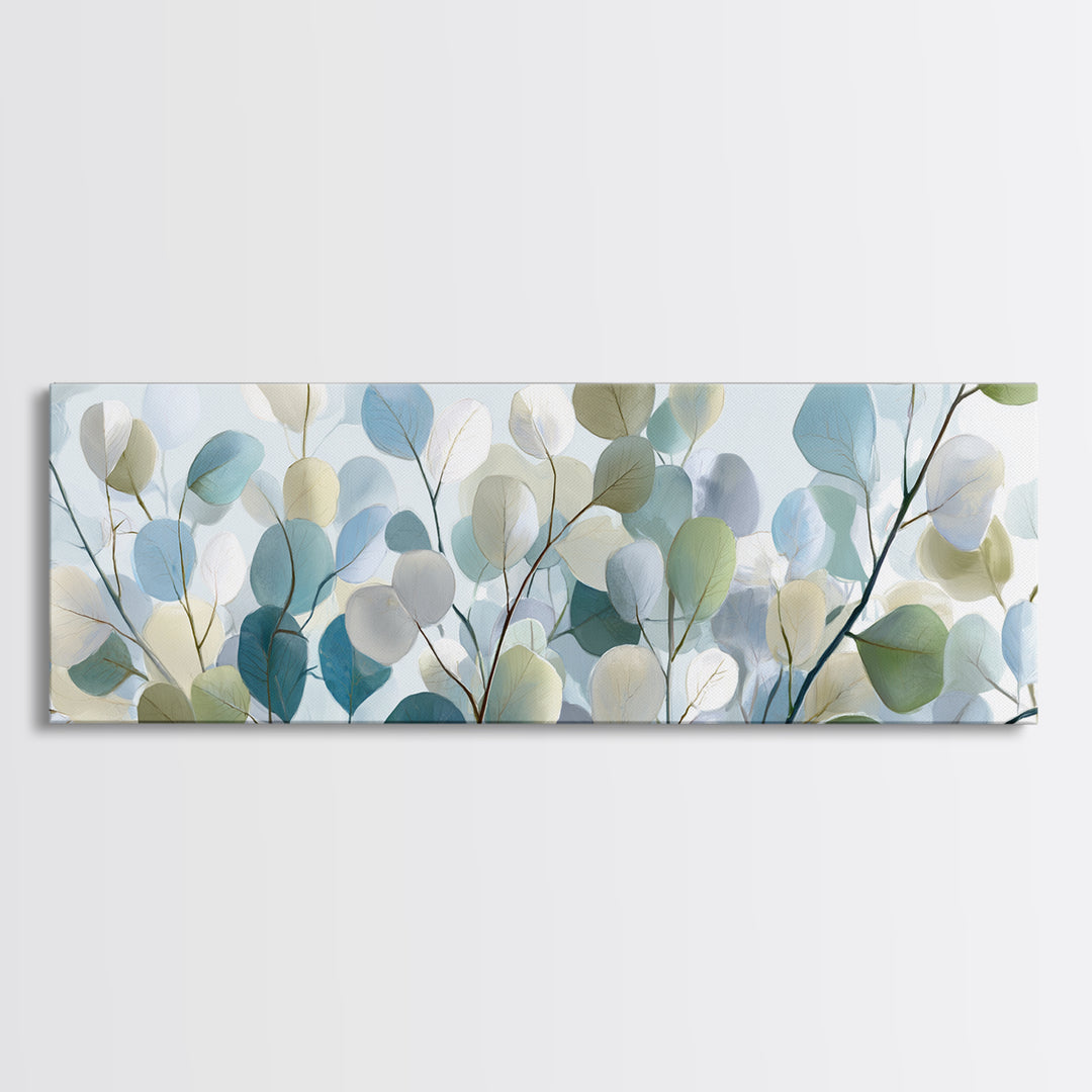 Clean Eucalyptus Leaf Study Framed Canvas Print, Waiting Room Art, Office Wall Art, Waiting Room Decor, Fine Art, Calm, WRA-3x1-9