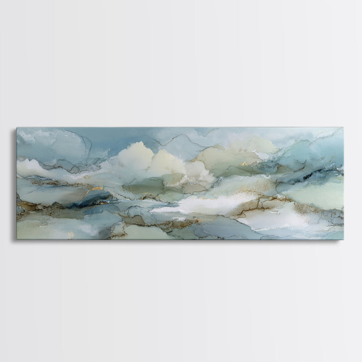 Soft Abstract Waves Framed Canvas Print, Waiting Room Art, Abstract, Waiting Room Decor, Abstract Art, Calm, Modern Decor, WRA-3x1-90