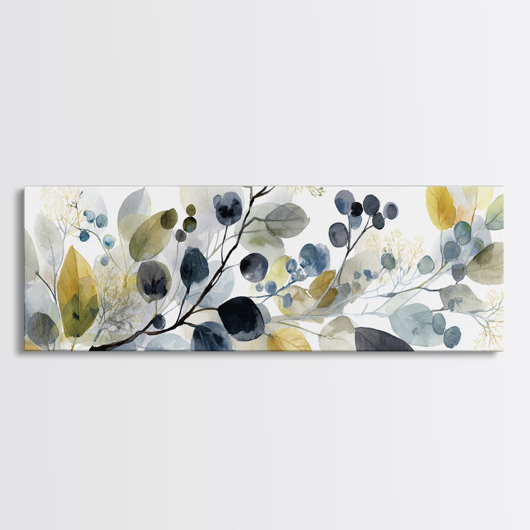 Neutral Botanical Branch Canvas Print, Waiting Room Art, Room Decor, Waiting Room Decor, Fine Art, Calm, Bedroom Decor, WRA-3x1-91