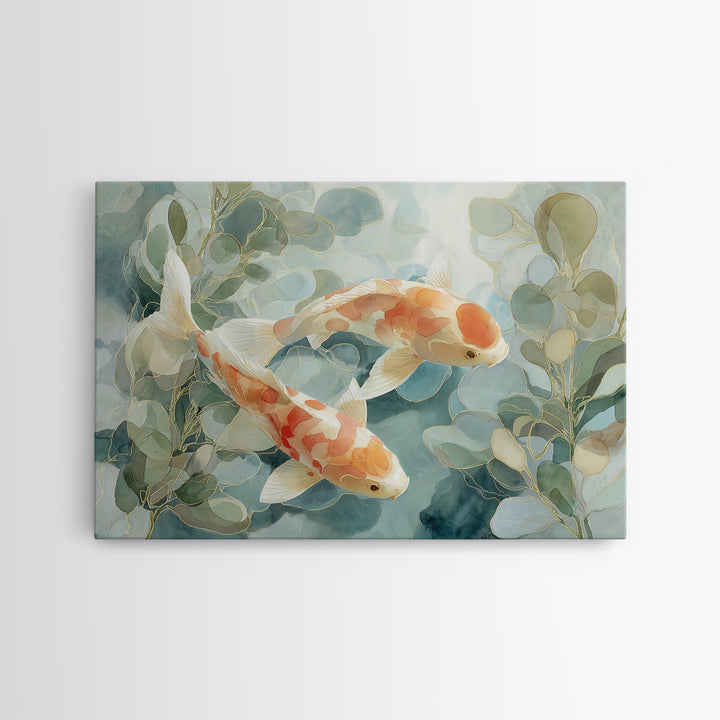 Gentle Koi Fish Canvas Print, Waiting Room Art, Office Wall Art, Waiting Room Decor, Watercolor Art, Calm, Dental Wall Art, WRA-3x2-26