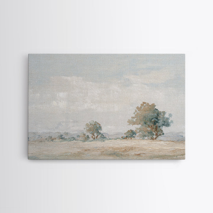Open Field with Distant Tree Framed Canvas Print, Waiting Room Art, Landscape, Waiting Room Decor, Calm, Neutral Decor, WRA-3x2-27