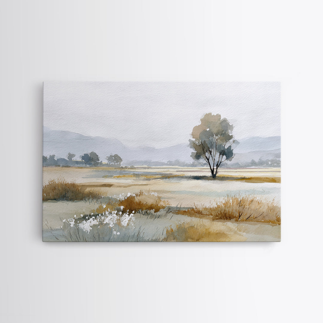 Open Field with Distant Tree Canvas Print, Waiting Room Art, Modern Art, Waiting Room Decor, Calm, Therapy Office Decor, WRA-3x2-3
