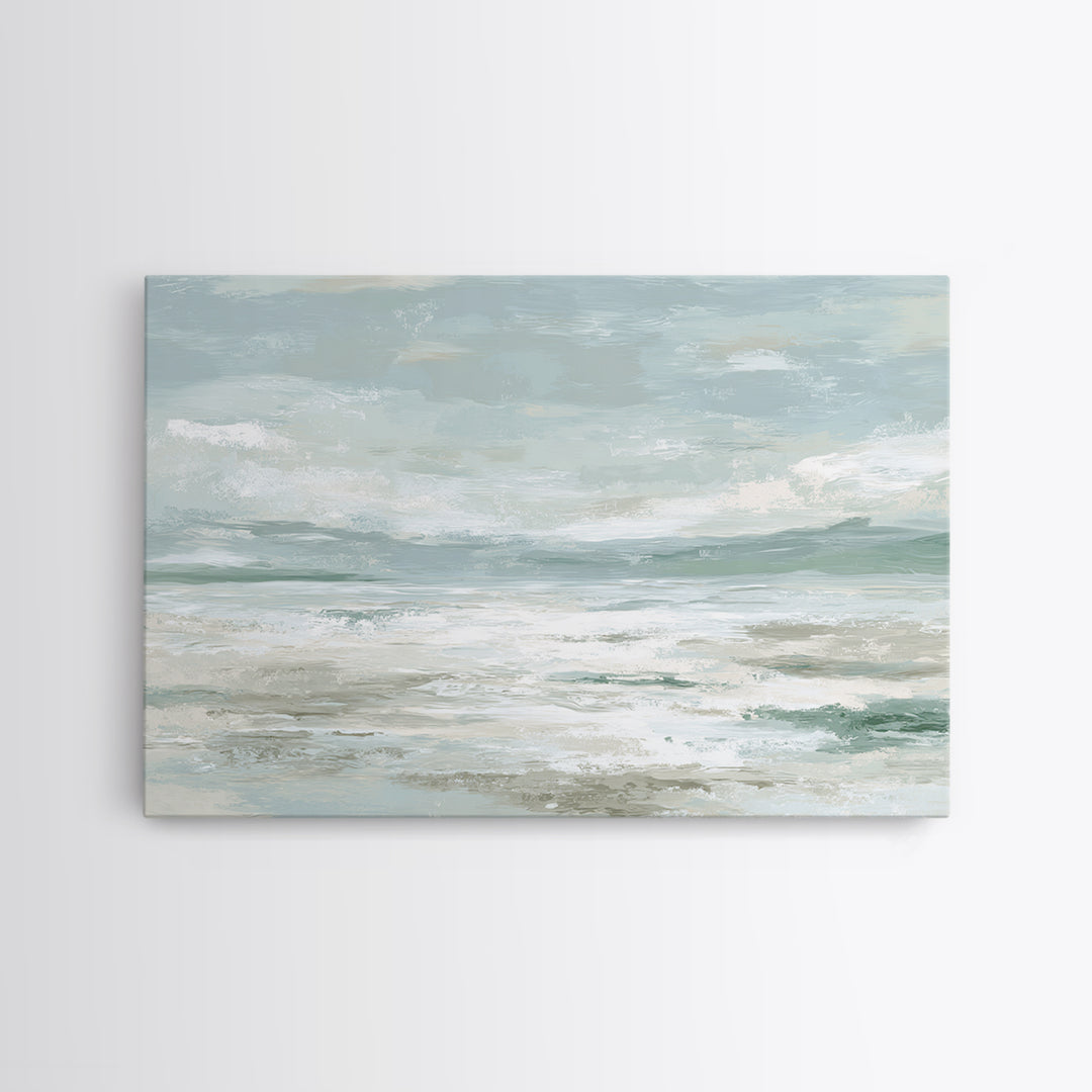Coastal Horizon with Pale Sand and Water Canvas Print, Waiting Room Art, Digital Art Print, Waiting Room Decor, Fine Art, Calm, WRA-3x2-37