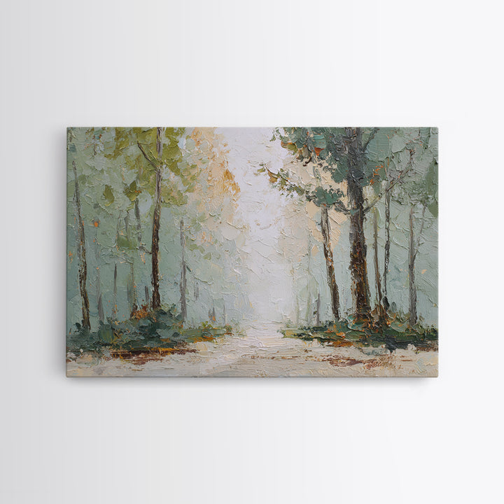 Misty Forest Path Framed Canvas Print, Waiting Room Art, Neutral Decor, Waiting Room Decor, Fine Art, Calm, Wall Art, WRA-3x2-39