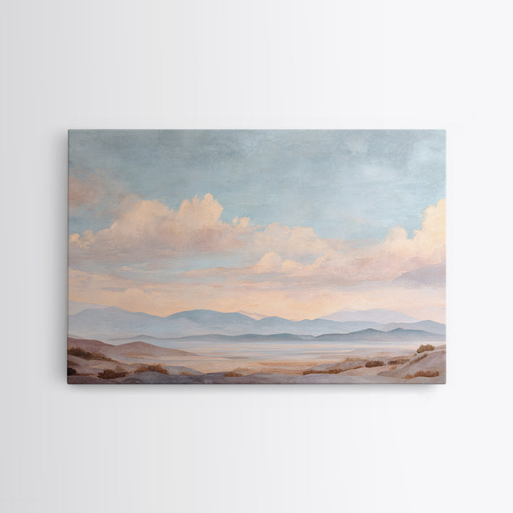 Warm Desert Sunrise Framed Canvas Print, Waiting Room Art, Dental Wall Art, Waiting Room Decor, Watercolor Art, Calm, WRA-3x2-41