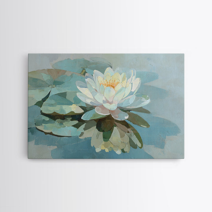 Lotus Flower on Still Water Canvas Print, Waiting Room Art, Fine Art, Waiting Room Decor, Calm, Minimalist Decor, WRA-3x2-43