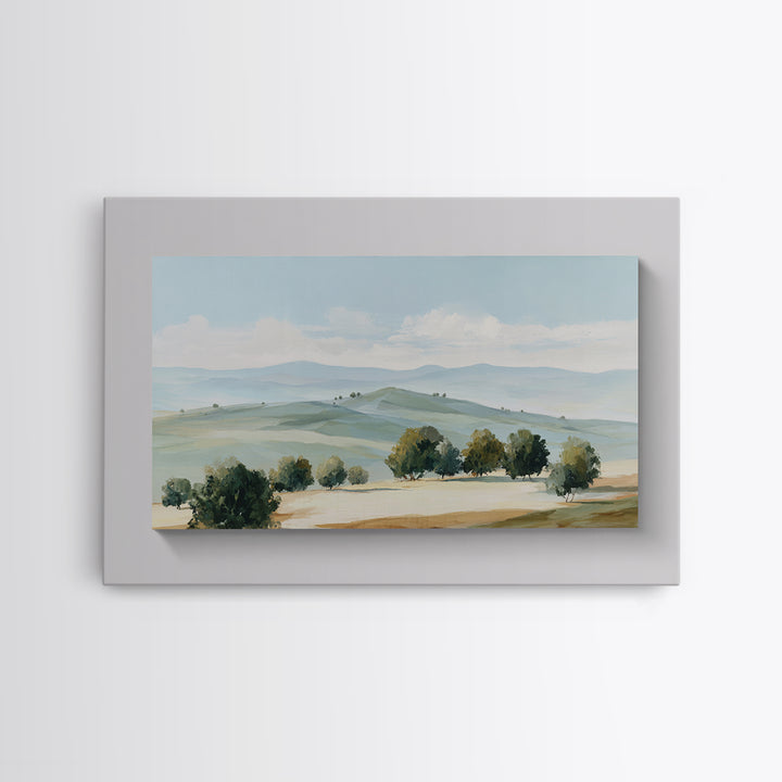 Calming Landscape with Open Sky and Gentle Framed Canvas Print, Waiting Room Art, Landscape, Waiting Room Decor, Oil Painting, WRA-3x2-5