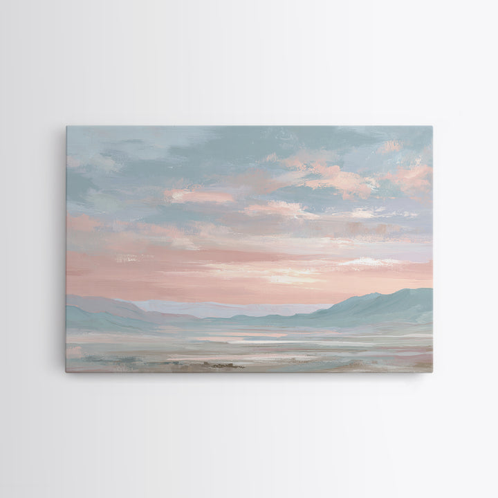 Warm Desert Sunrise Framed Canvas Print, Waiting Room Art, Dental Wall Art, Waiting Room Decor, Watercolor Art, Calm, WRA-3x2-65
