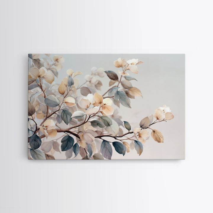 Neutral Botanical Branch Framed Canvas Print, Waiting Room Art, Home Decor, Waiting Room Decor, Fine Art, Calm, Modern Art, WRA-3x2-7
