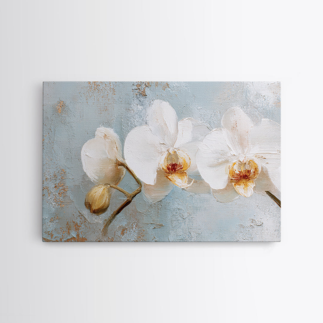White Orchid on Light Gray Ground Canvas Print, Waiting Room Art, Wall Art, Waiting Room Decor, Fine Art, Calm, Floral Wall Art, WRA-3x2-83