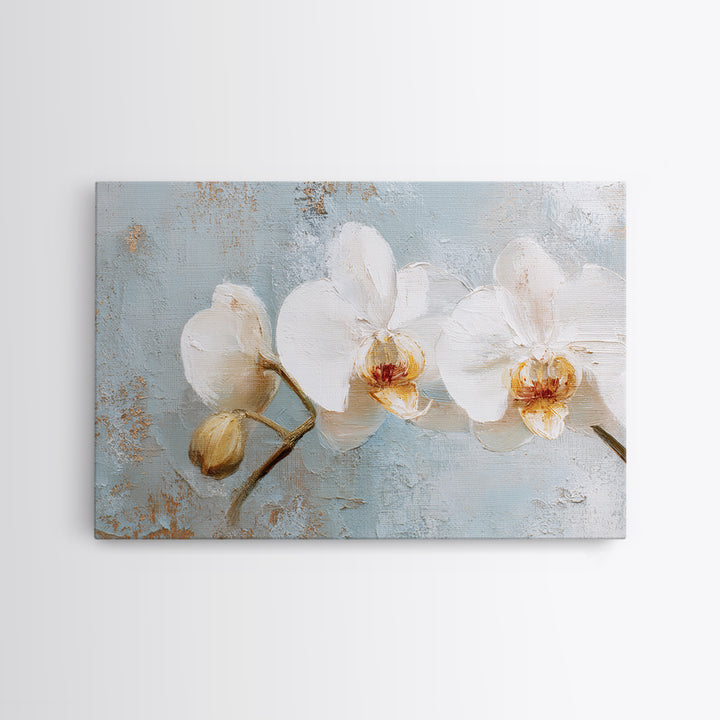 White Orchid on Light Gray Ground Canvas Print, Waiting Room Art, Wall Art, Waiting Room Decor, Fine Art, Calm, Floral Wall Art, WRA-3x2-83