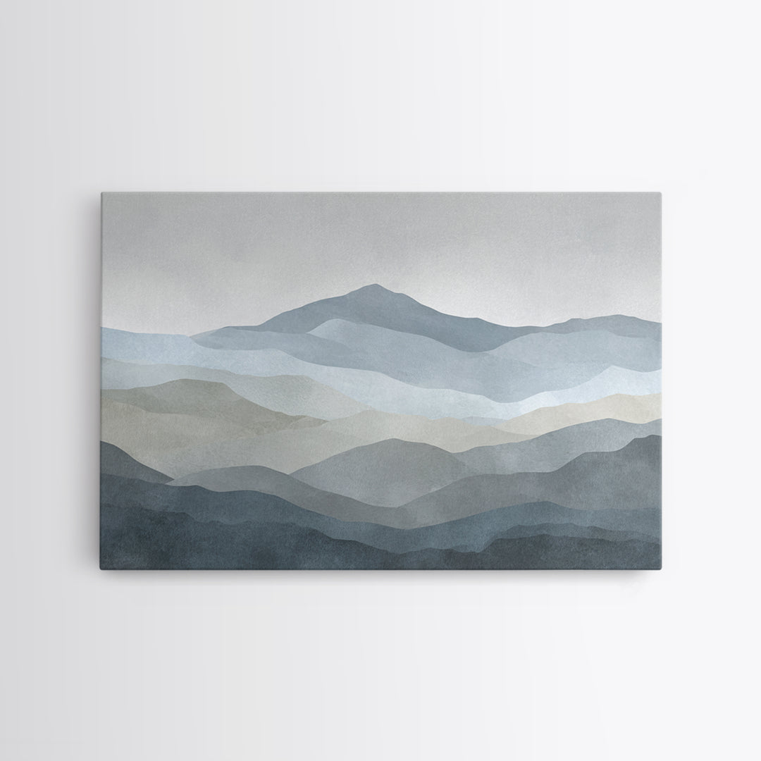 Simple Mountain Layers Framed Canvas Print, Waiting Room Art, Landscape, Waiting Room Decor, Watercolor Art, Calm, WRA-3x2-90