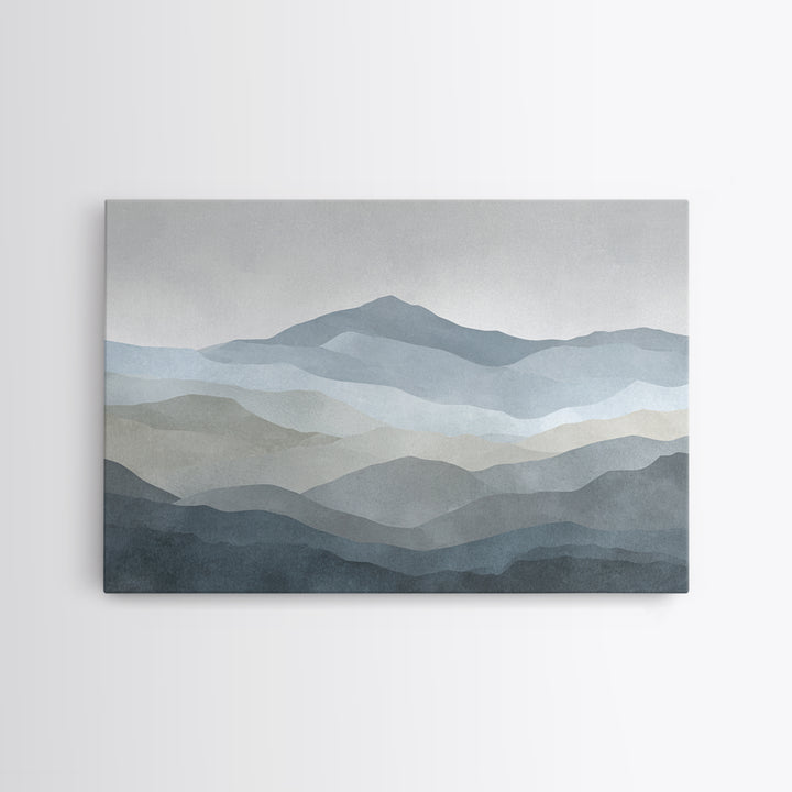 Simple Mountain Layers Framed Canvas Print, Waiting Room Art, Landscape, Waiting Room Decor, Watercolor Art, Calm, WRA-3x2-90