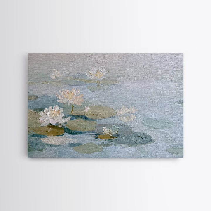 Lotus Flower on Still Water Framed Canvas Print, Waiting Room Art, Art, Waiting Room Decor, Watercolor Art, Calm, Bauhaus Print, WRA-3x2-91