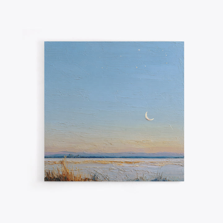 Crescent Moon and Stars Canvas Print, Yoga Studio Art, Nature Prints, Yoga Studio Decor, Fine Art, Balance, Boho Wall Hanging, YSA-1x1-18