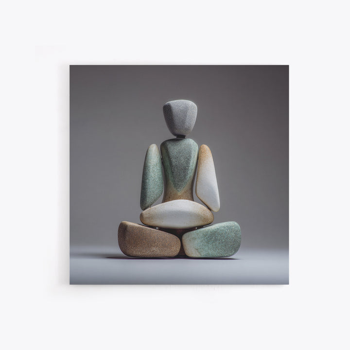 Seated Meditation Figure Canvas Print, Yoga Studio Art, Neutral Decor, Yoga Studio Decor, Oil Painting, Balance, Home Decor, YSA-1x1-49