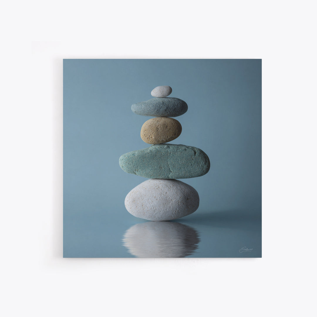 Balanced Stones Beside Calm Water Framed Canvas Print, Yoga Studio Art, Art Nouveau Decor, Yoga Studio Decor, Fine Art, Balance, YSA-1x1-52