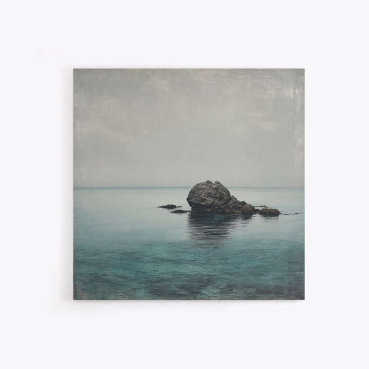 Ocean Horizon with Meditative Stillness Framed Canvas Print, Yoga Studio Art, Mandala Wall Art, Yoga Studio Decor, Balance, YSA-1x1-64