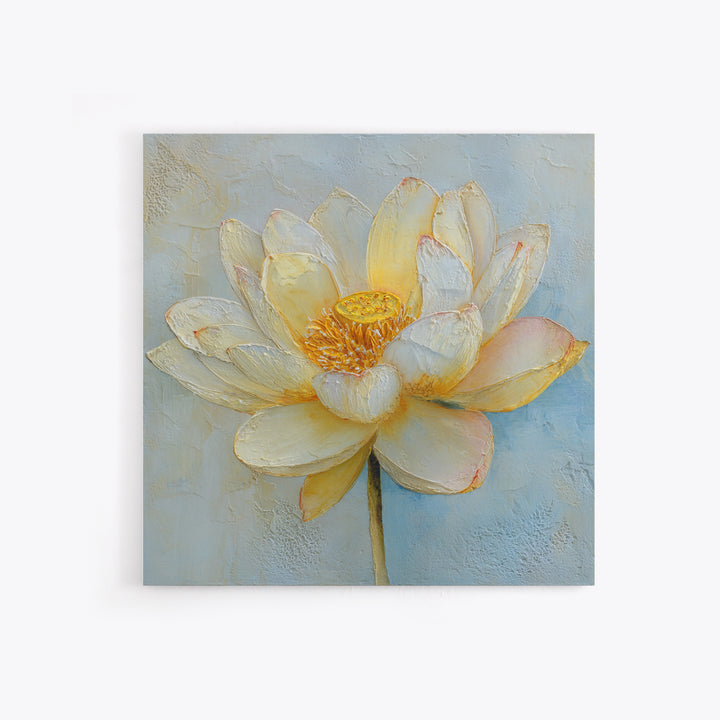 Lotus Flower with Soft Golden Glow Canvas Print, Yoga Studio Art, Neutral Decor, Yoga Studio Decor, Fine Art, Balance, YSA-1x1-75