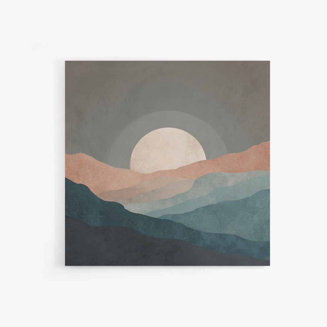 Moon Phase Arc Above Mountain Silhouette Canvas Print, Yoga Studio Art, Room Decor, Yoga Studio Decor, Fine Art, Balance, YSA-1x1-77