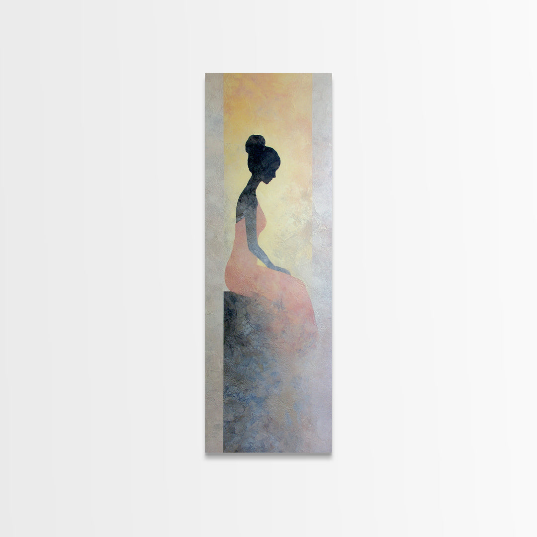 Soft Watercolor Aura Around Seated Figure Canvas Print, Yoga Studio Art, Wall Art, Yoga Studio Decor, Fine Art, Balance, YSA-1x3-35