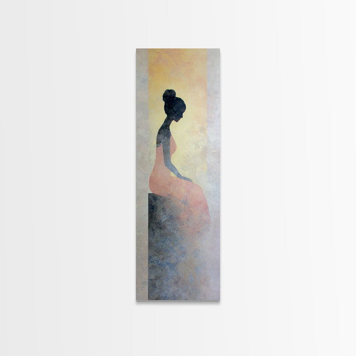 Soft Watercolor Aura Around Seated Figure Canvas Print, Yoga Studio Art, Wall Art, Yoga Studio Decor, Fine Art, Balance, YSA-1x3-35